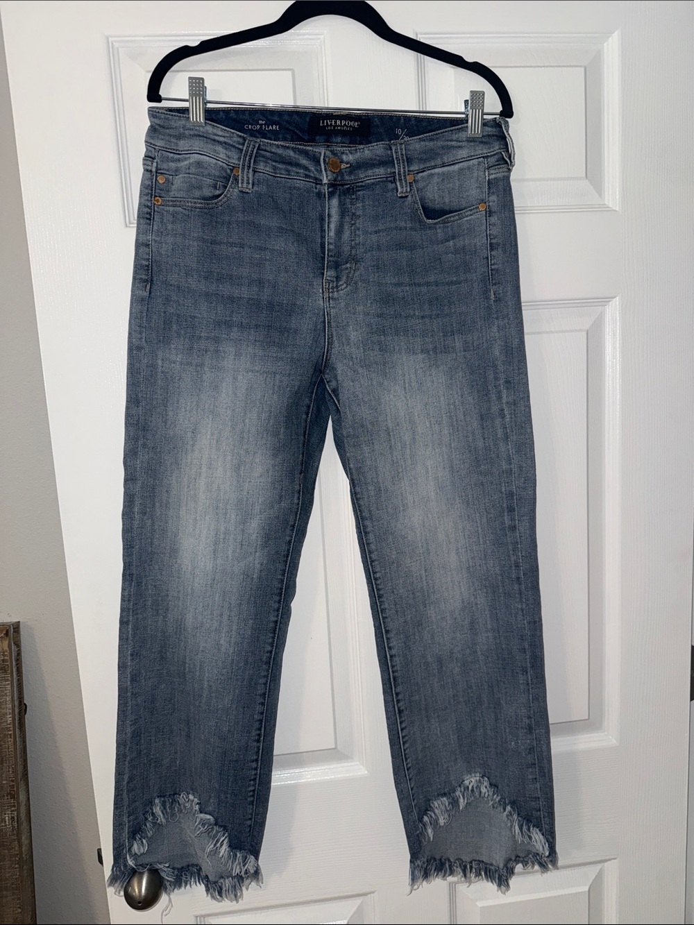 Liverpool Washed Blue Cropped Flare Jeans